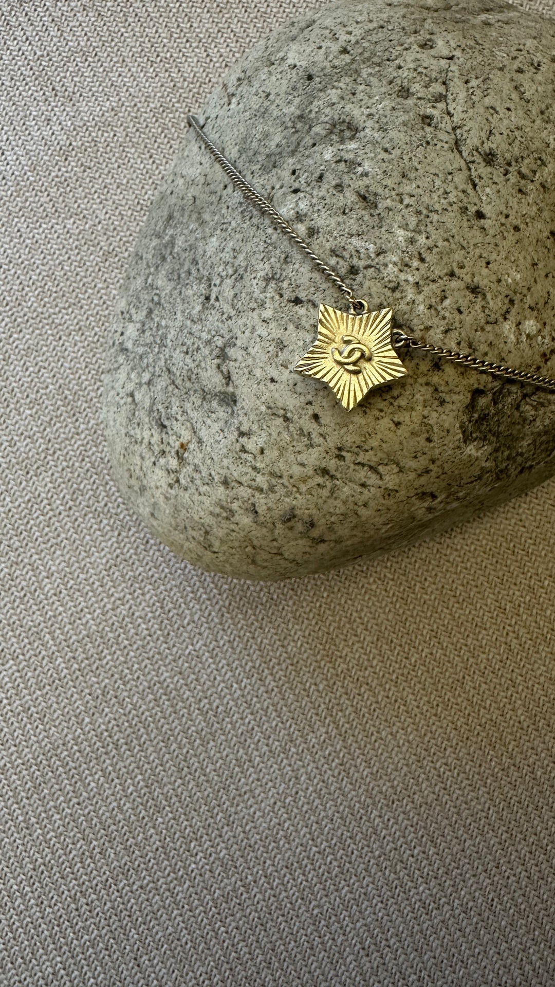 CHANEL CC Star Necklace MOP Gold