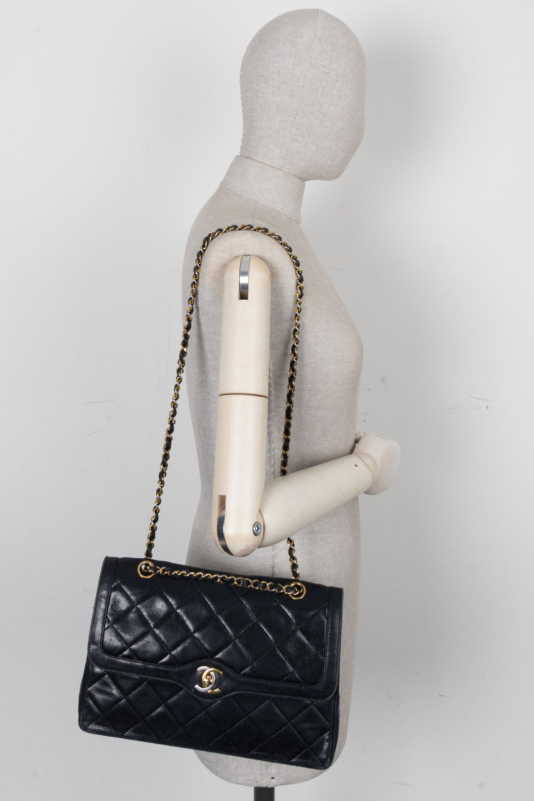 CHANEL Vintage Paris Two Tone CC Flap Bag Black