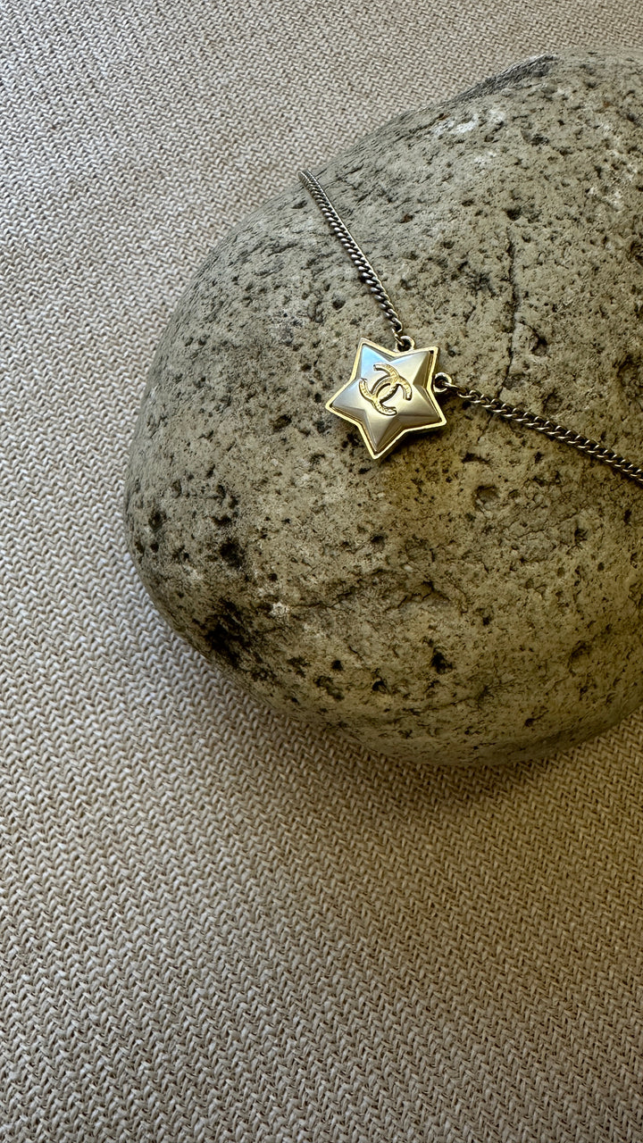 CHANEL CC Star Necklace MOP Gold