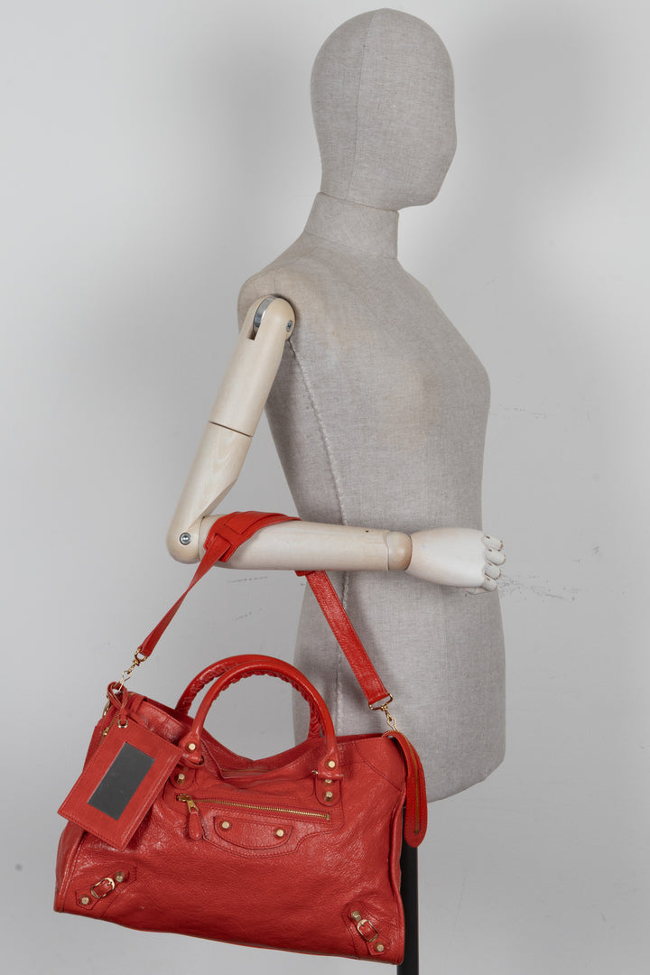 BALENCIAGA Classic City Bag Medium Cuir Orange