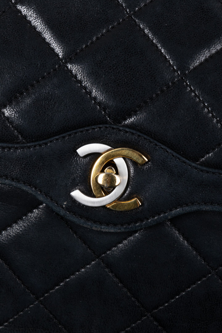 CHANEL Vintage Paris Two Tone CC Flap Bag Black