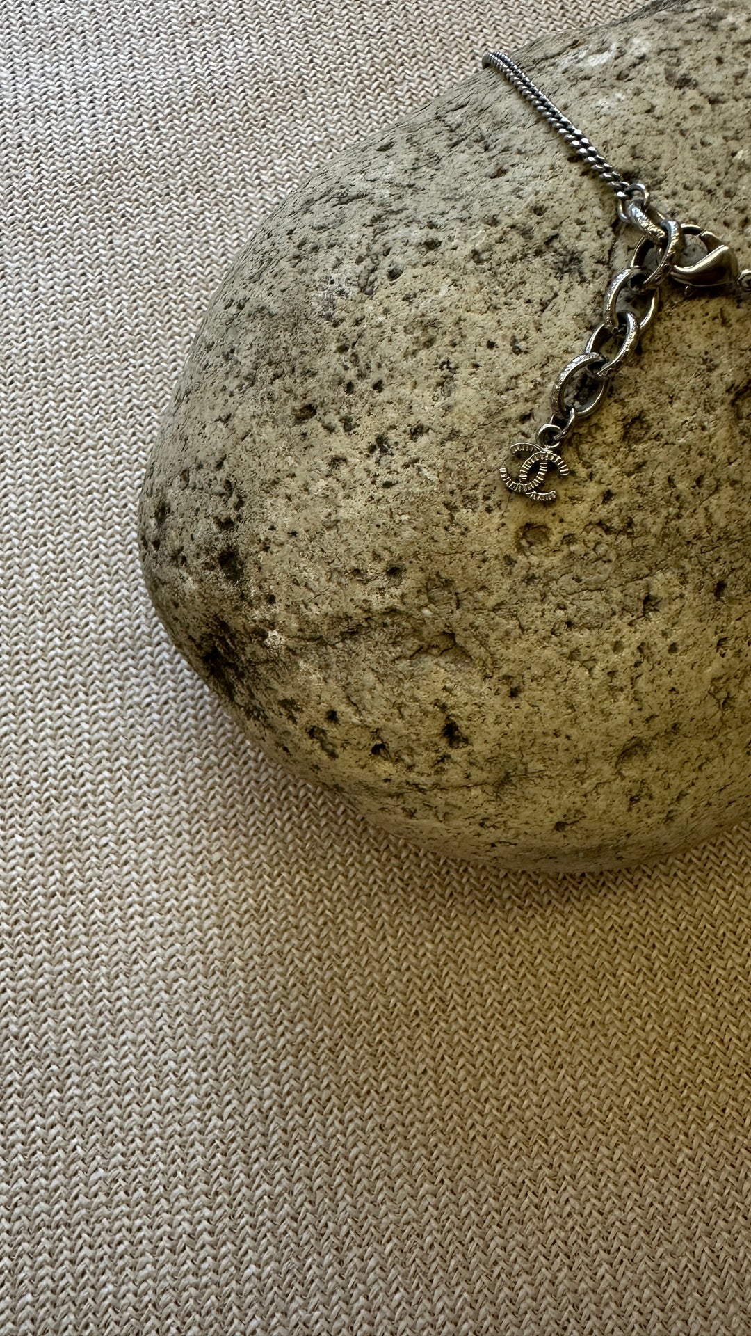 CHANEL CC Star Necklace Black Silver