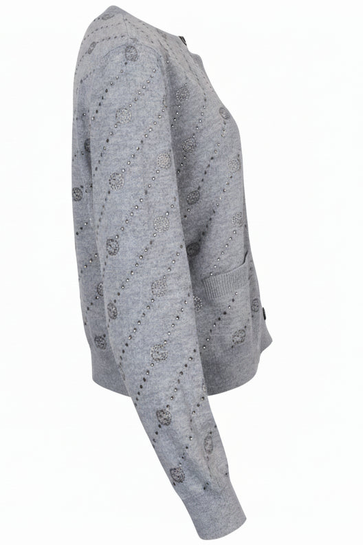 GUCCI Crystal GG Cardigan Cashmere Grey