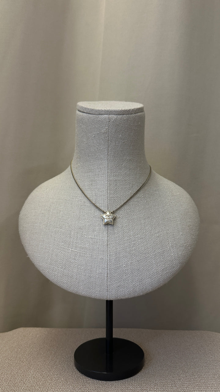 CHANEL CC Star Necklace MOP Gold
