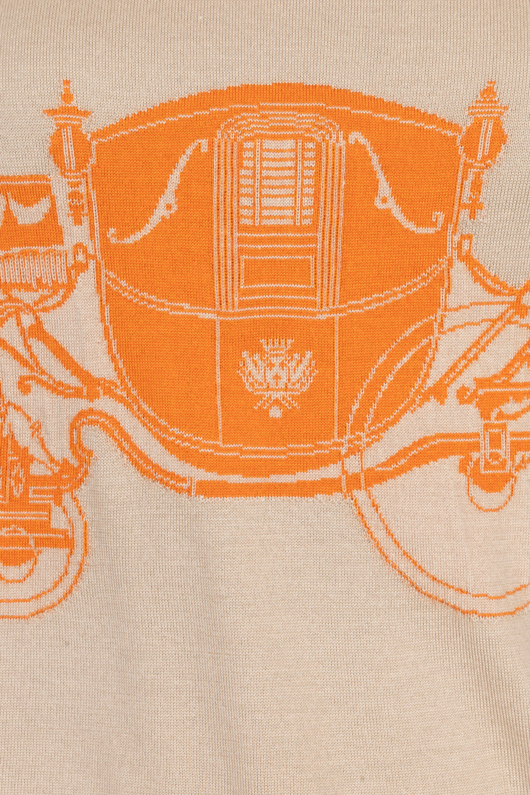 HERMÈS Twillaine à manches courtes imprimé Ex-Libris Orange Beige
