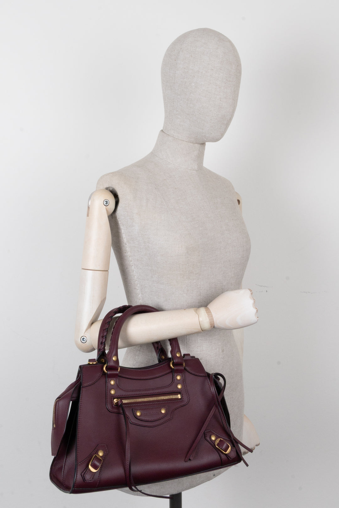 BALENCIAGA Classic Neo Bag Small Leather Burgundy