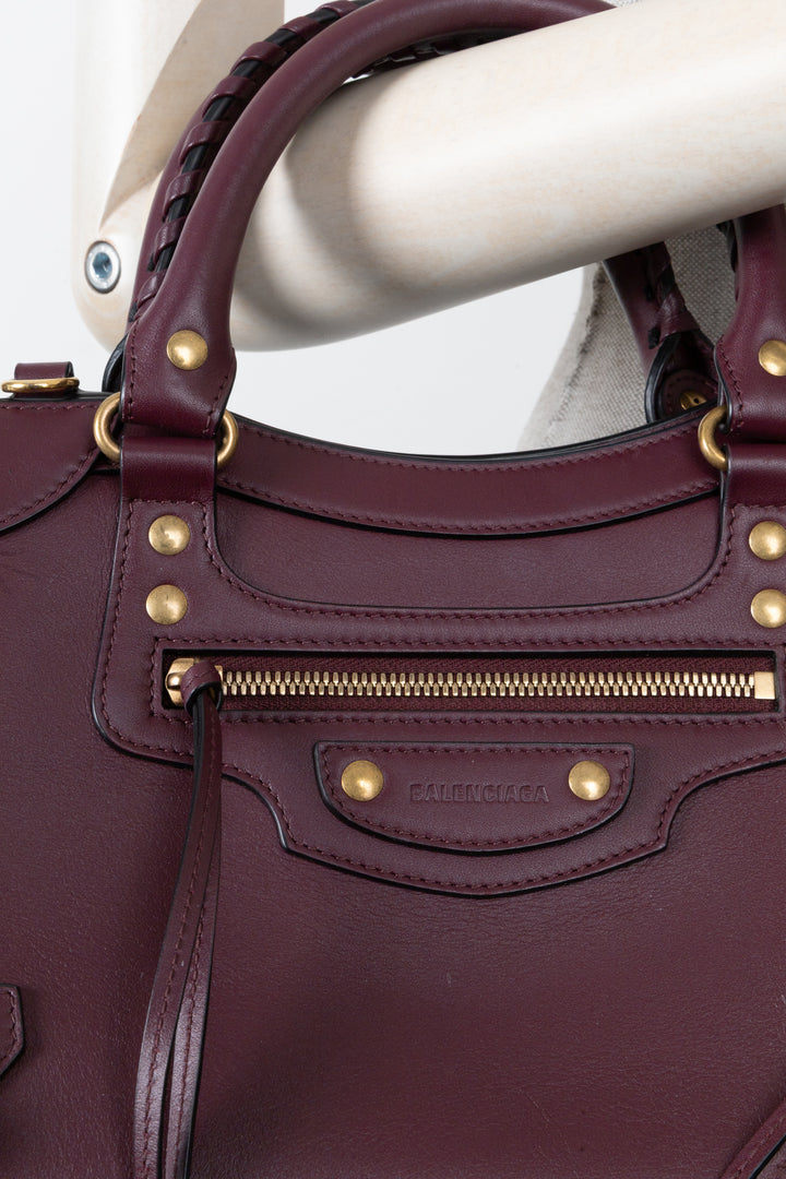 BALENCIAGA Classic Neo Bag Small Leather Burgundy