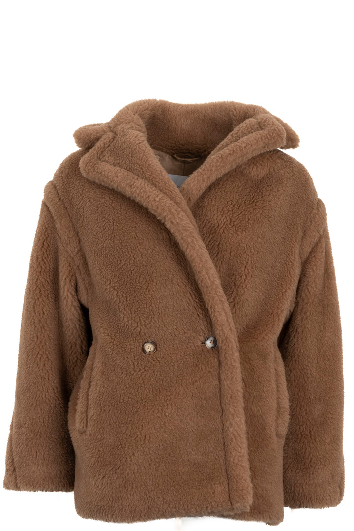 MAX MARA Espero Cropped Teddy Jacket Camel Brown