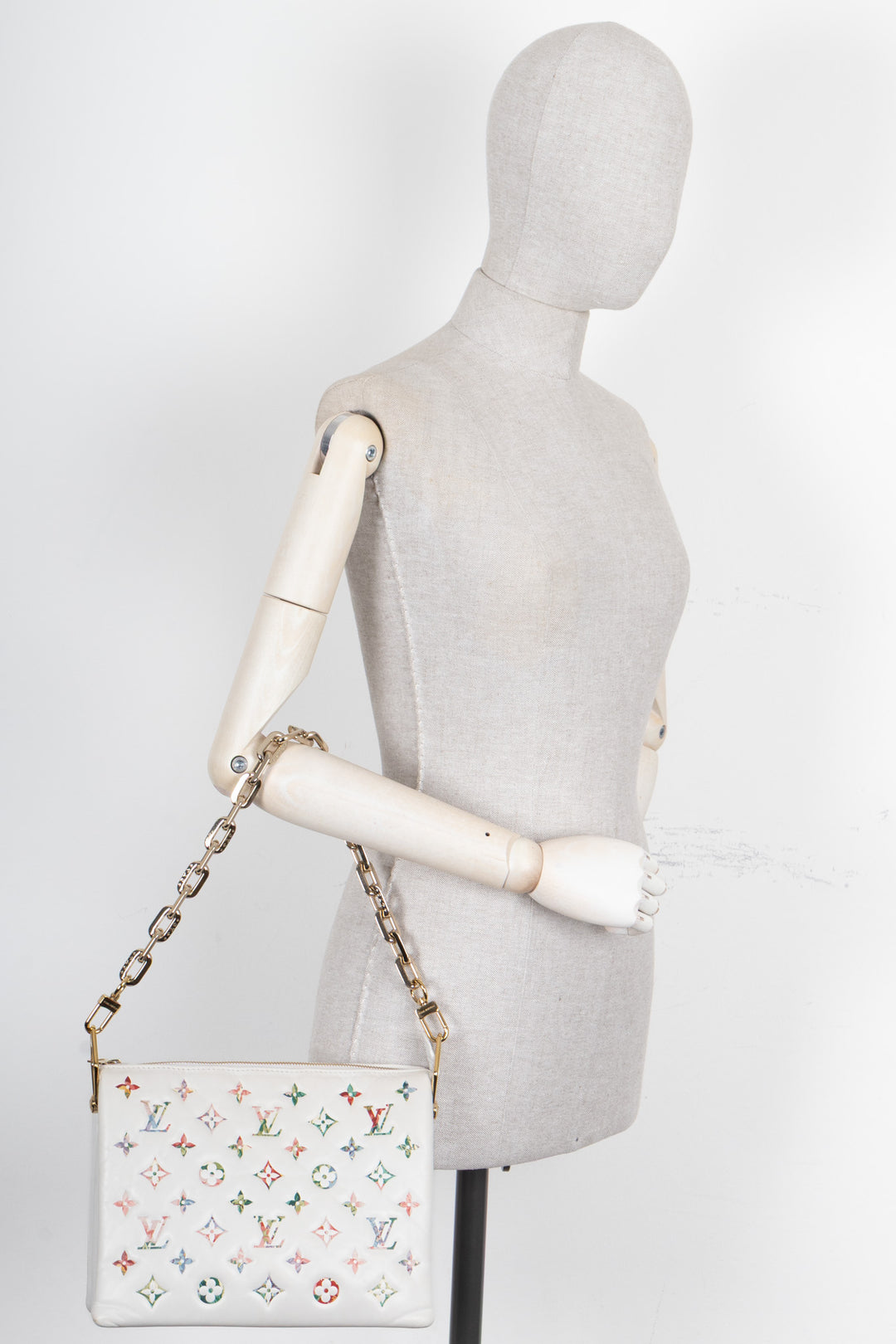 LOUIS VUITTON Garden Coussin PM Leather White Multicolor