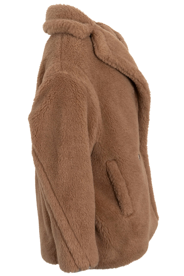 MAX MARA Espero Cropped Teddy Jacket Camel Brown
