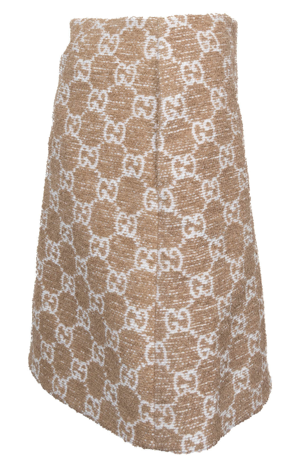 GUCCI Pleated GG Tweed Skirt Beige
