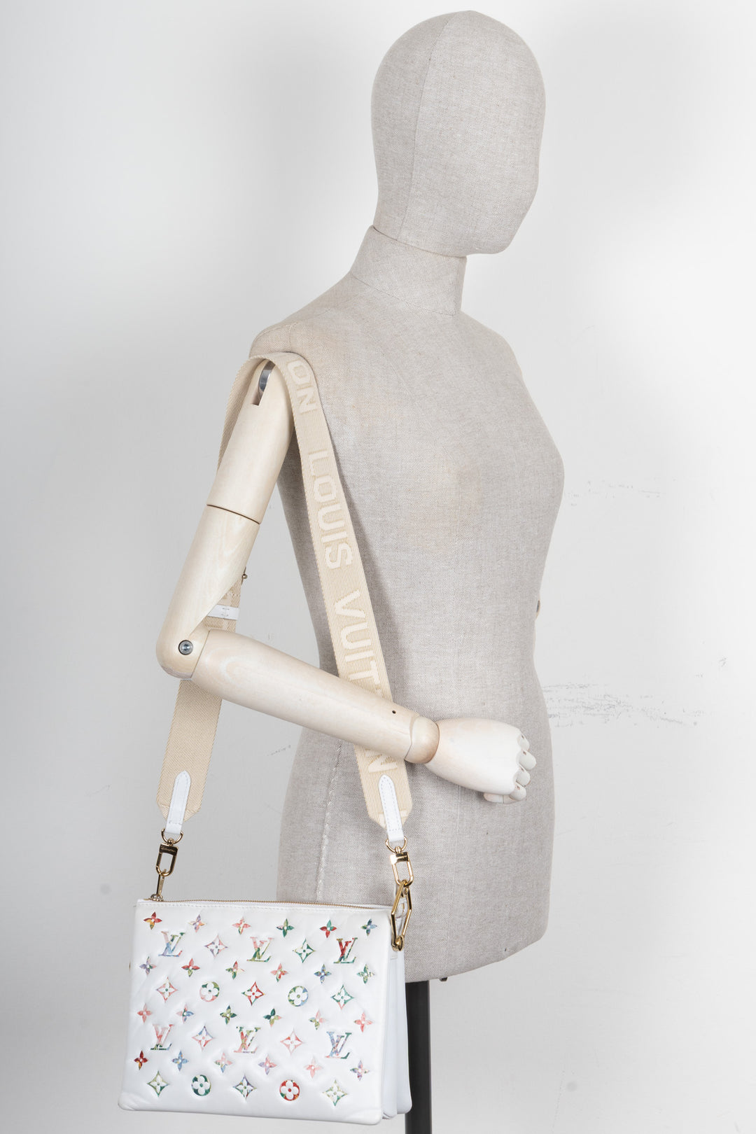 LOUIS VUITTON Garden Coussin PM Leather White Multicolor