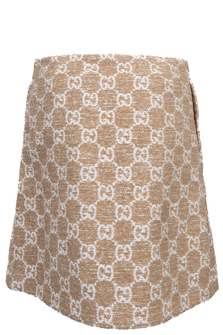 GUCCI Pleated GG Tweed Skirt Beige