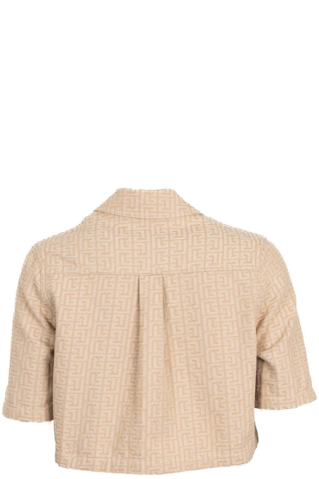BALMAIN Double Breasted Cropped Jacket Cotton Beige
