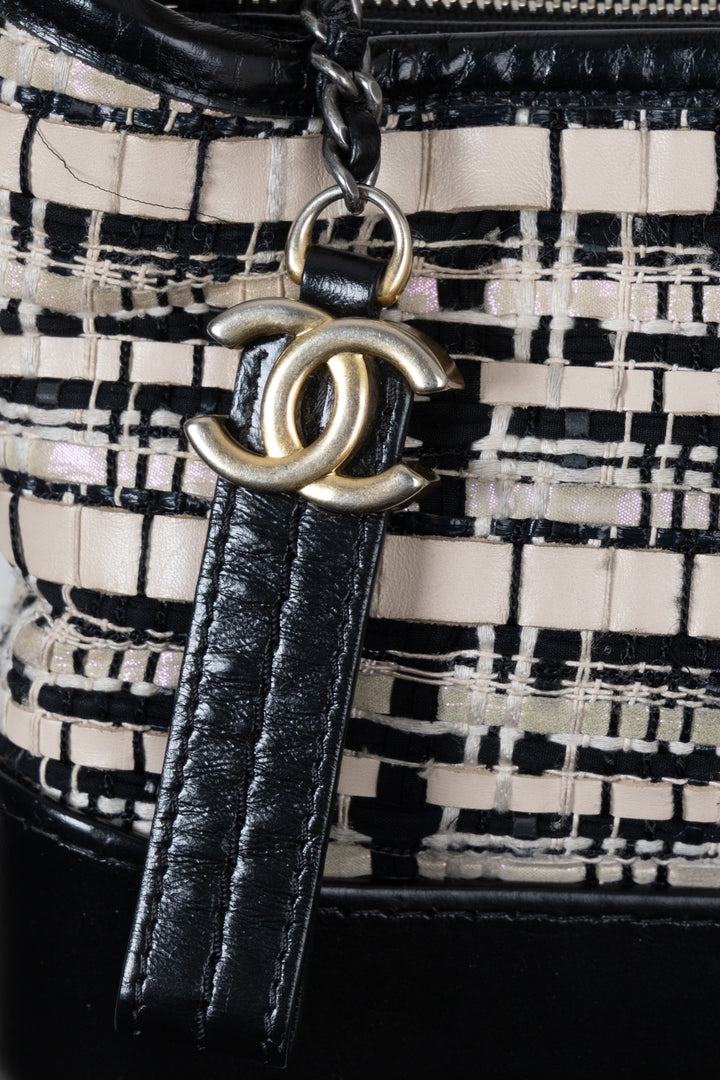 CHANEL 2019 Small Gabrielle Crossbody Bag Tweed Black Ivory