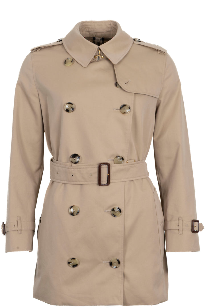 BURBERRY Short Kensington Heritage Trench Coat Cotton Beige