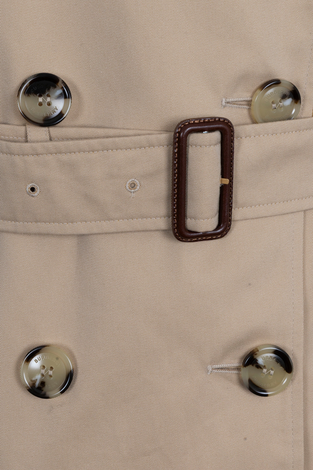 BURBERRY Short Kensington Heritage Trench Coat Cotton Beige