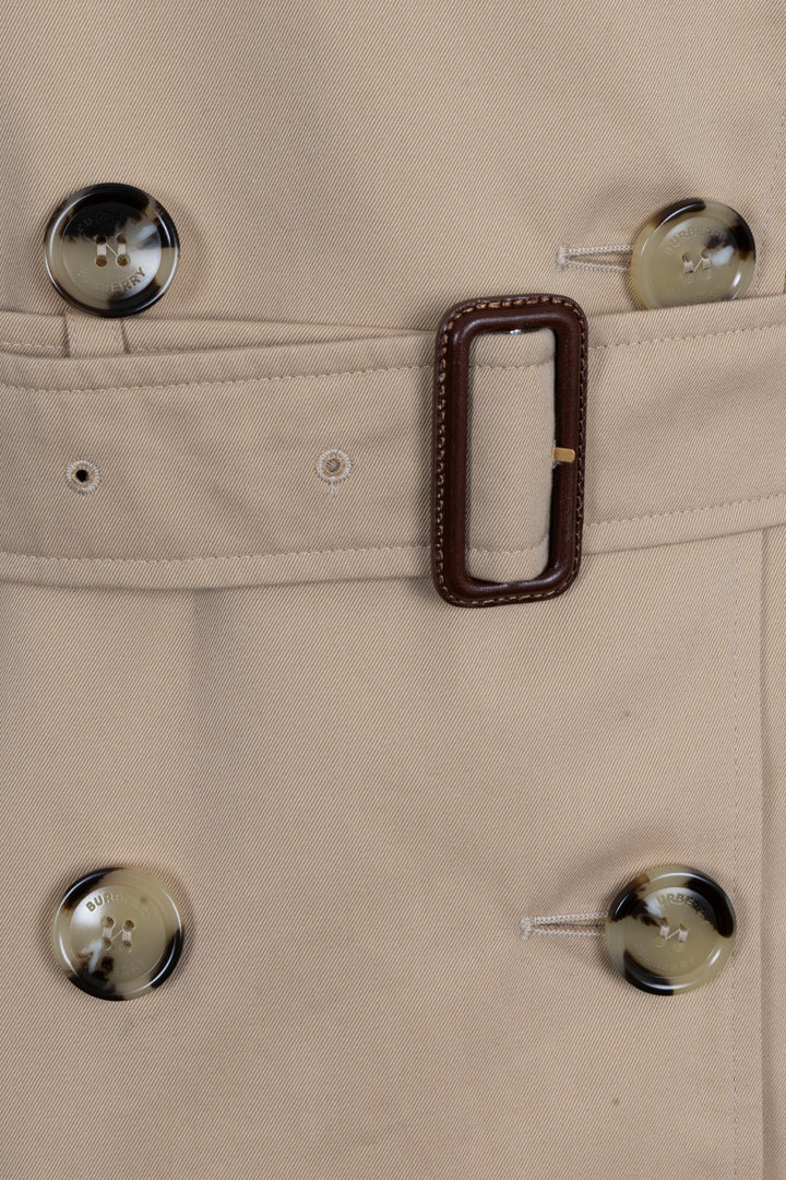 BURBERRY Short Kensington Heritage Trench Coat Cotton Beige
