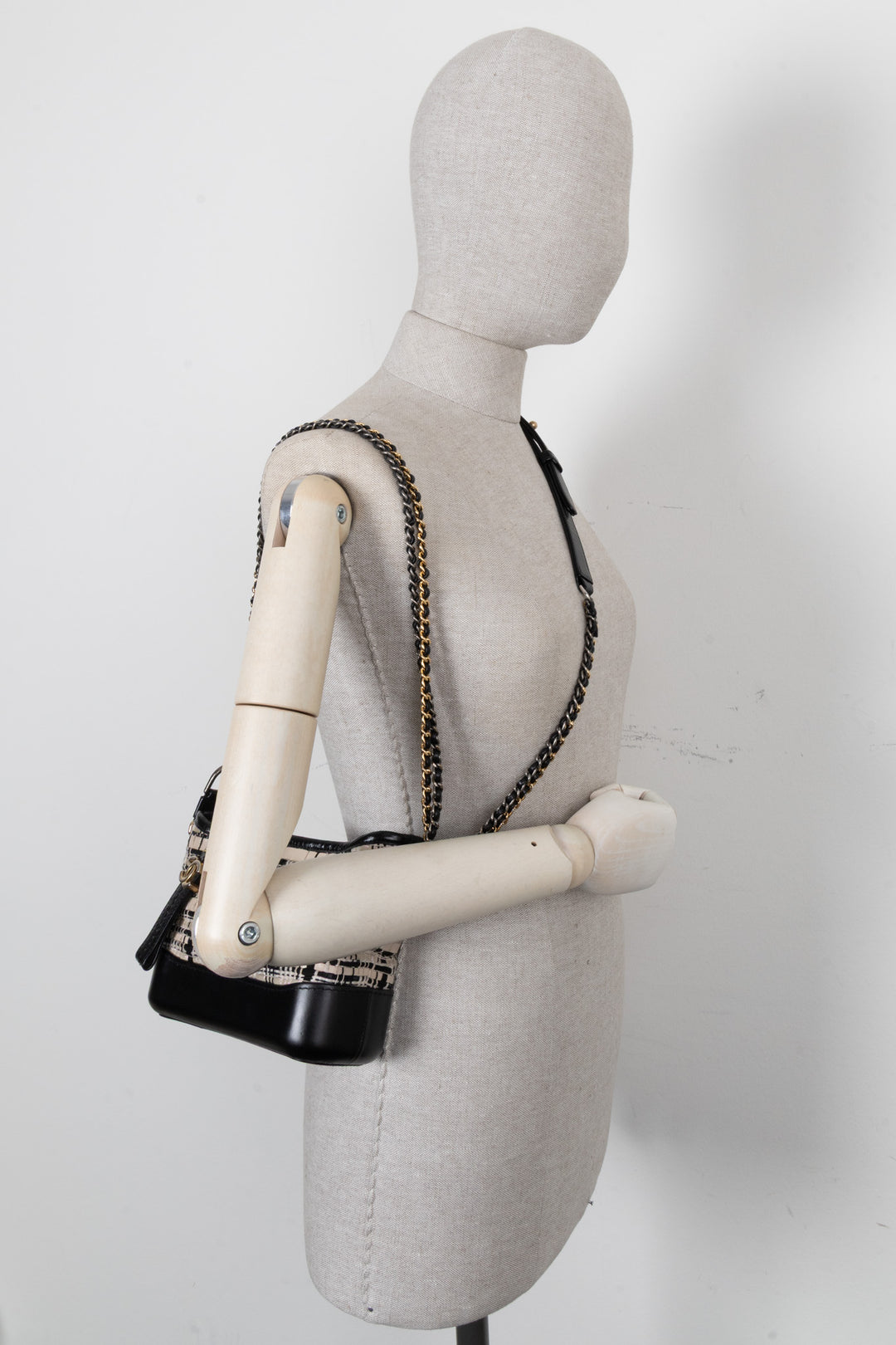 CHANEL 2019 Small Gabrielle Crossbody Bag Tweed Black Ivory