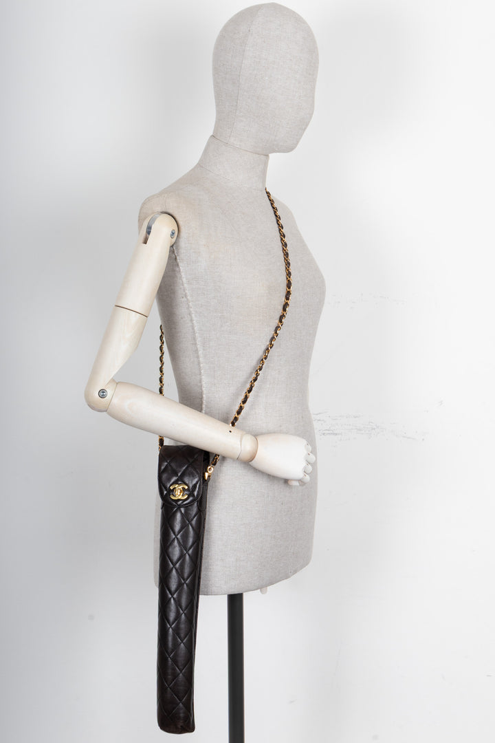 CHANEL Parapluie Vintage Cuir Noir