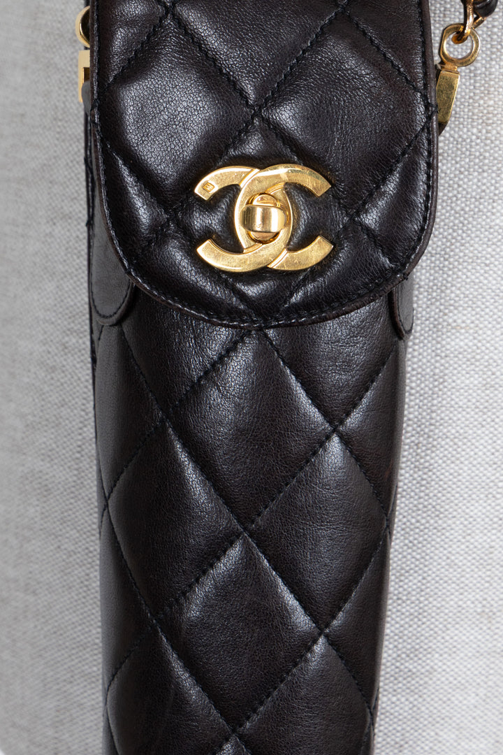 CHANEL Parapluie Vintage Cuir Noir