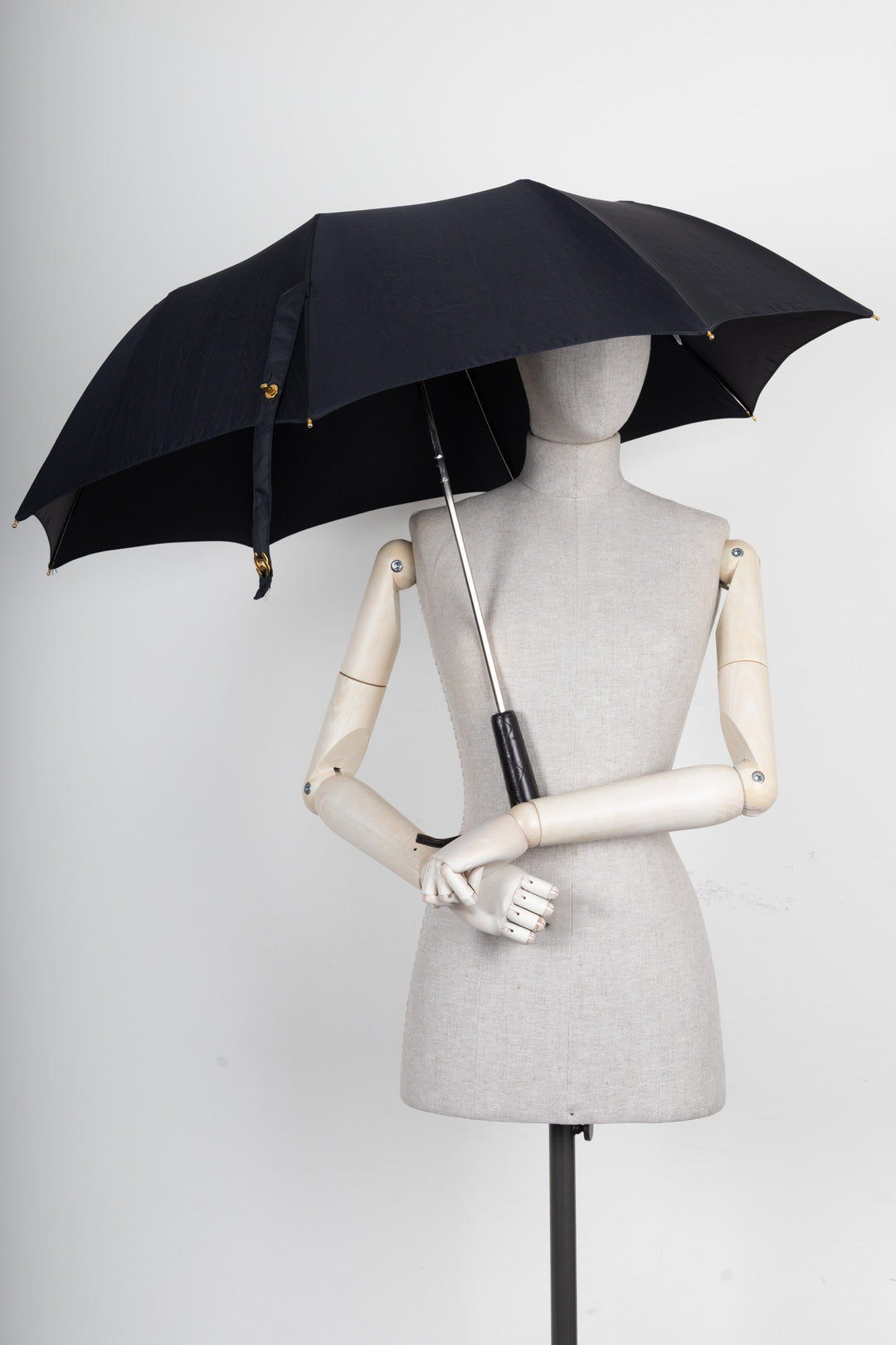 CHANEL Parapluie Vintage Cuir Noir