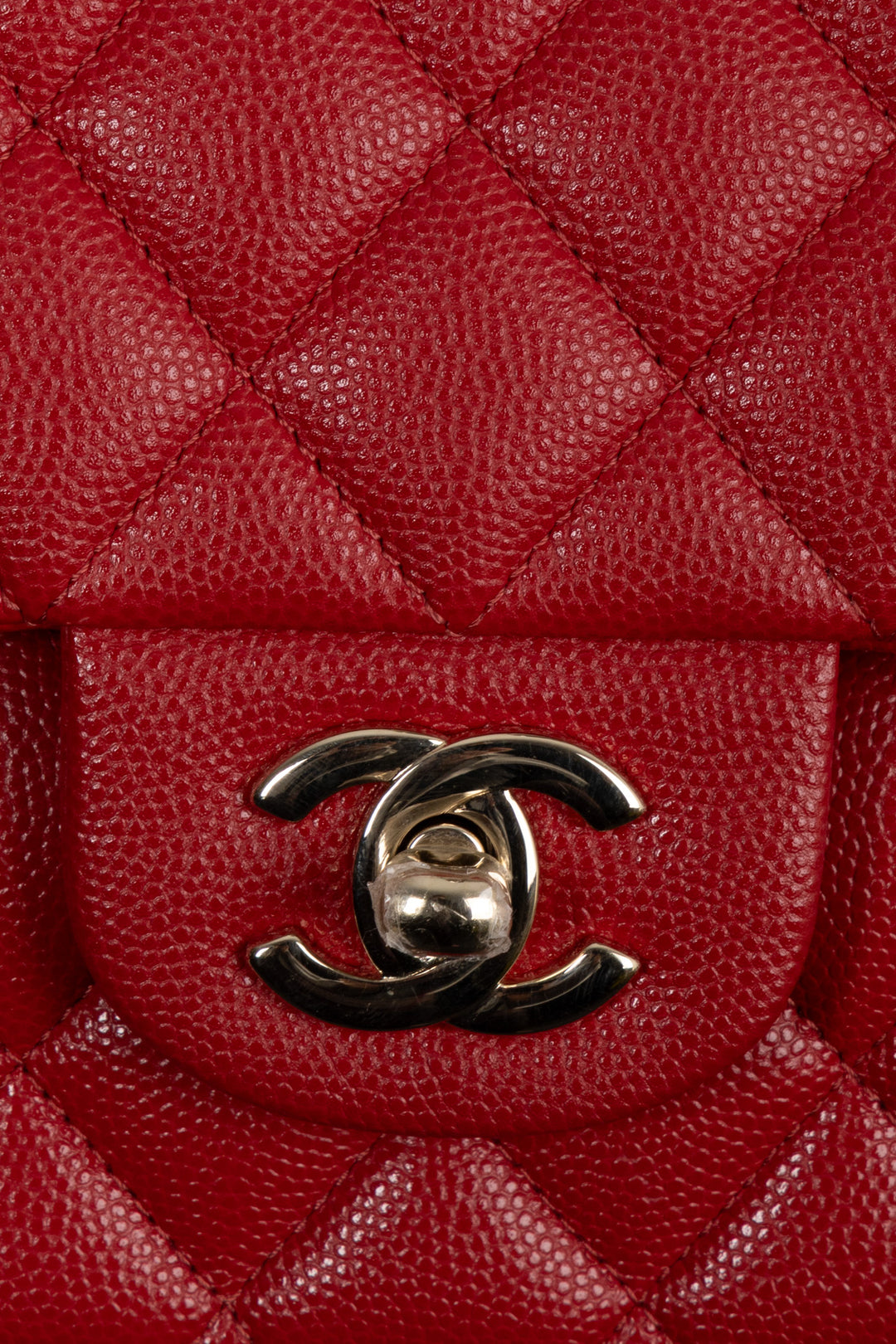 CHANEL Sac Double Rabat Moyen Caviar Rouge