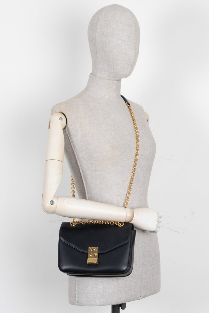 CELINE C Flap Bag Leather Black