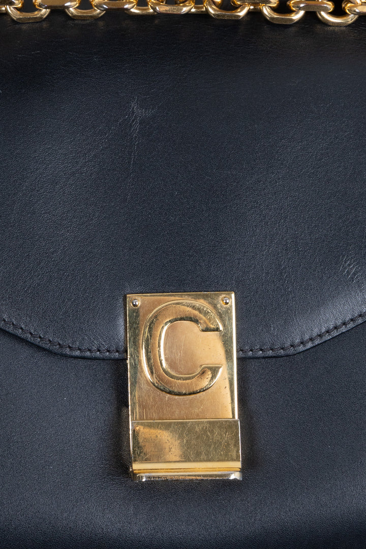 CELINE C Flap Bag Leather Black