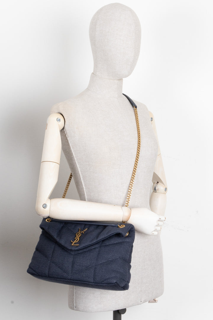 SAINT LAURENT LouLou Medium Bag Knit Midnight Blue