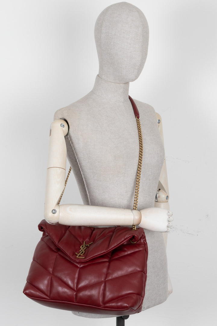 SAINT LAURENT Loulou Puffer Bag Medium Burgundy