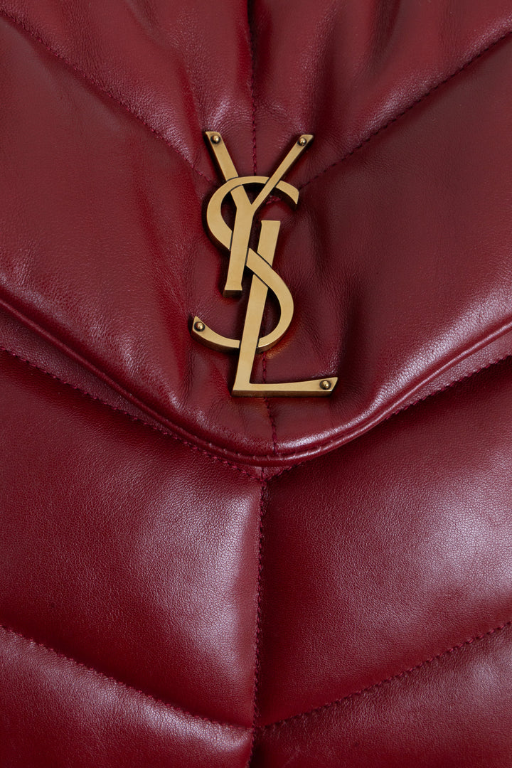 SAINT LAURENT Loulou Puffer Bag Medium Burgundy
