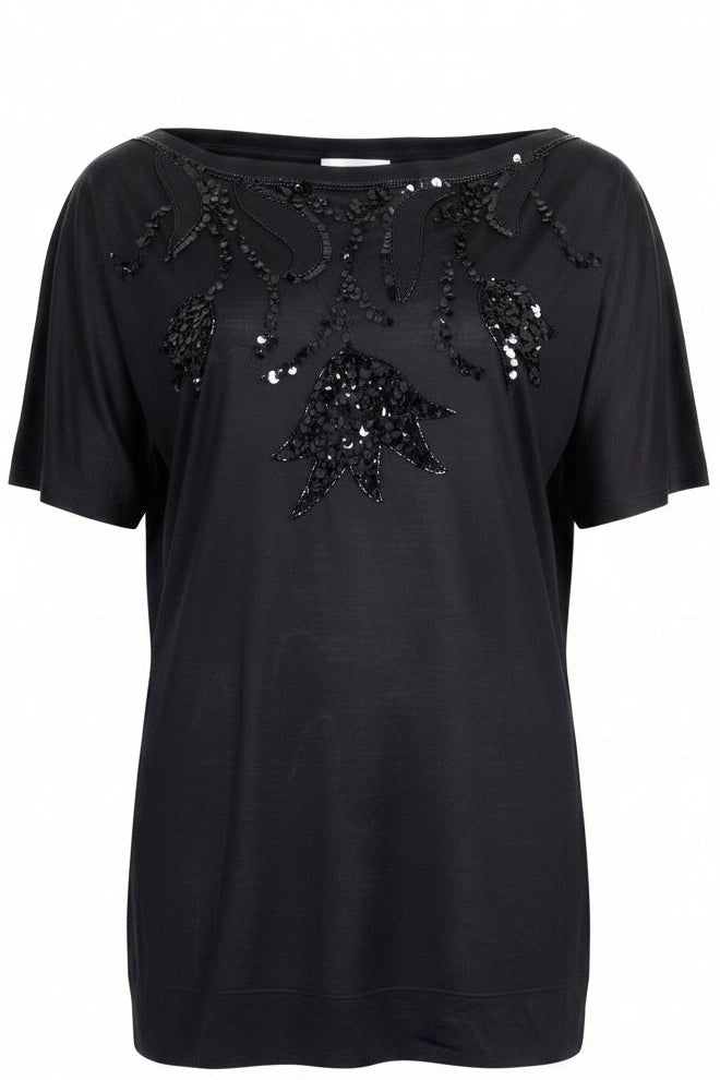 CHRISTIAN DIOR Sequin-Embellished T-Shirt Silk Black