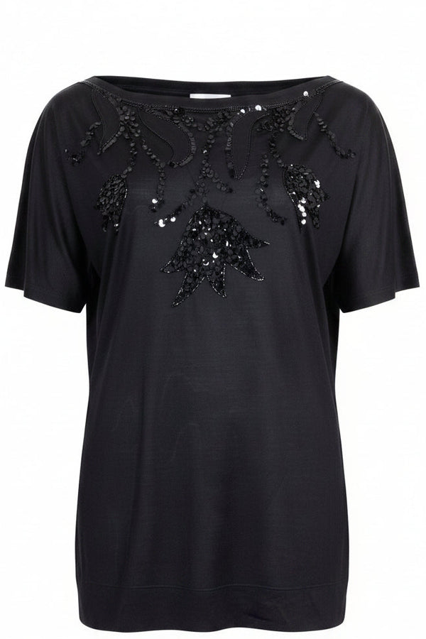 CHRISTIAN DIOR Sequin-Embellished T-Shirt Silk Black