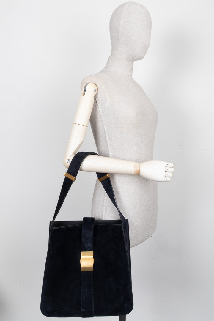 BOTTEGA VENETA Sac Marie en daim bleu marine