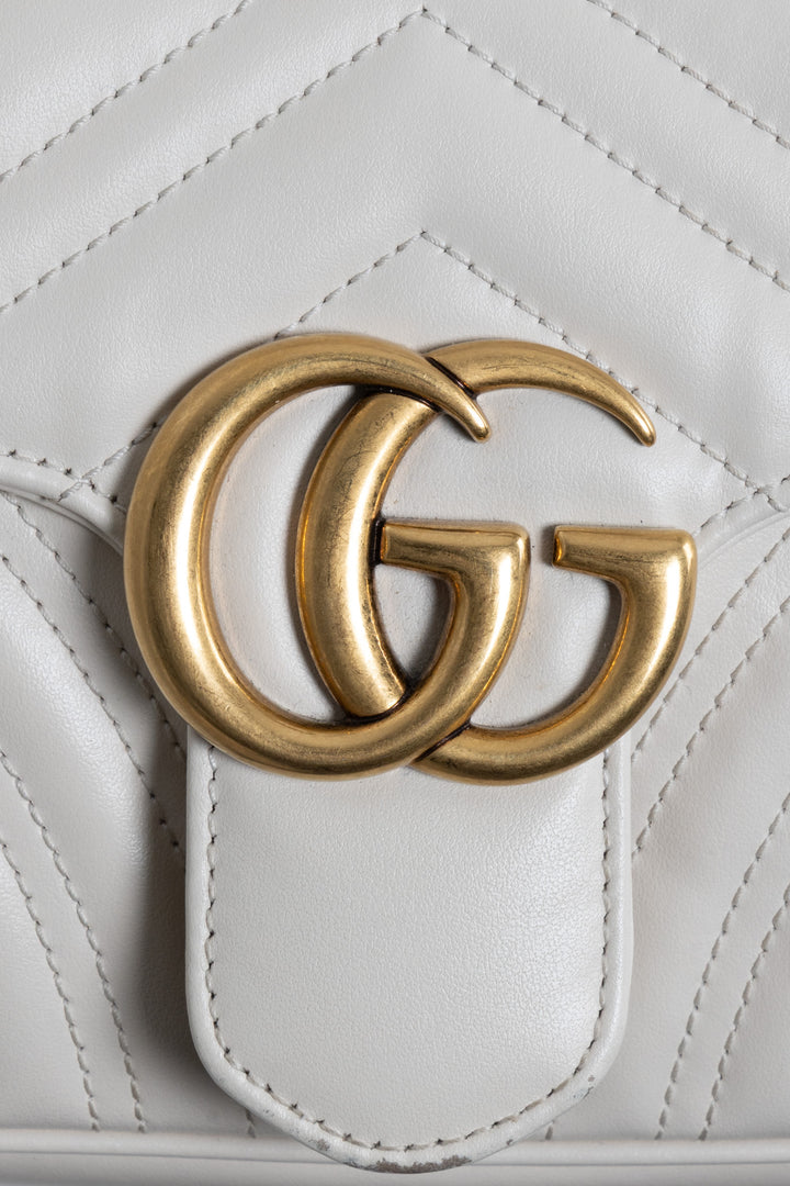 GUCCI Small Marmont Quilted Crossbody Bag Ivory