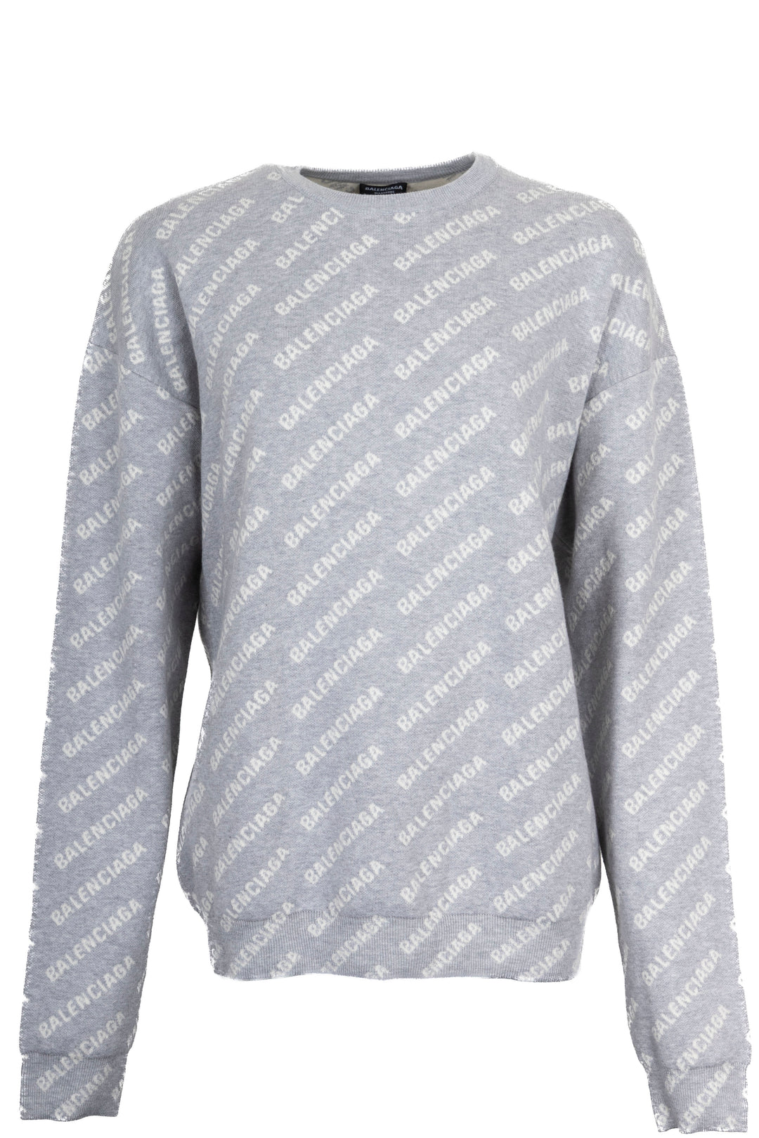 BALENCIAGA All Over Logo Sweater Grey White
