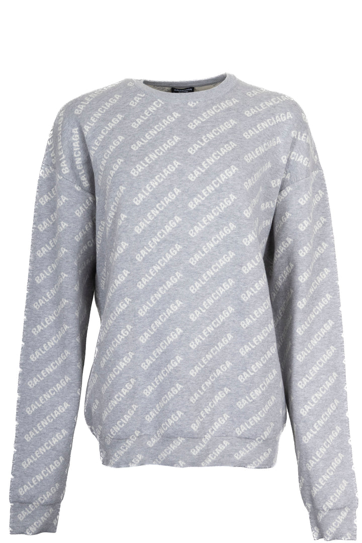 BALENCIAGA All Over Logo Sweater Grey White