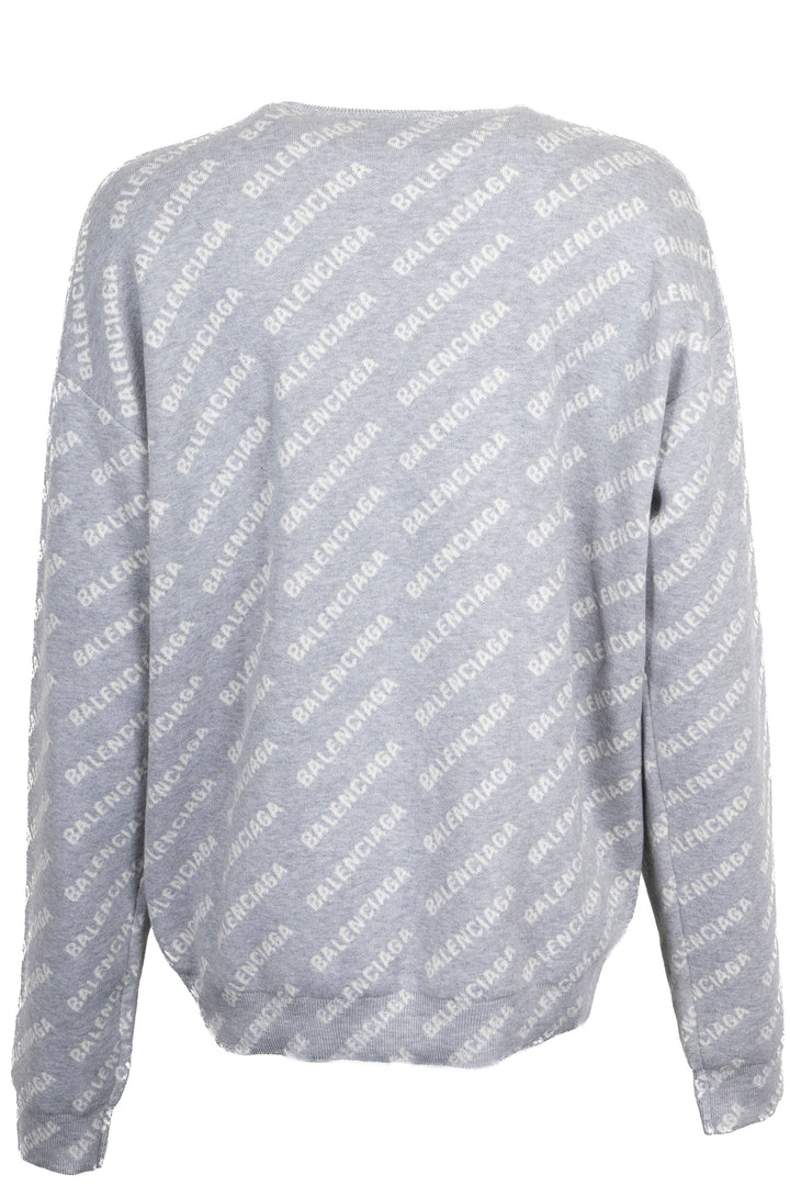 BALENCIAGA All Over Logo Sweater Grey White
