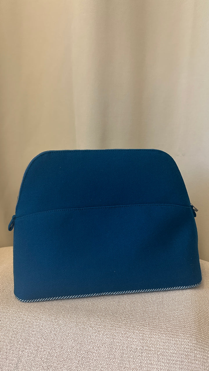 HERMÈS Bolide Animaux Nattes Necessaire Canvas Blue