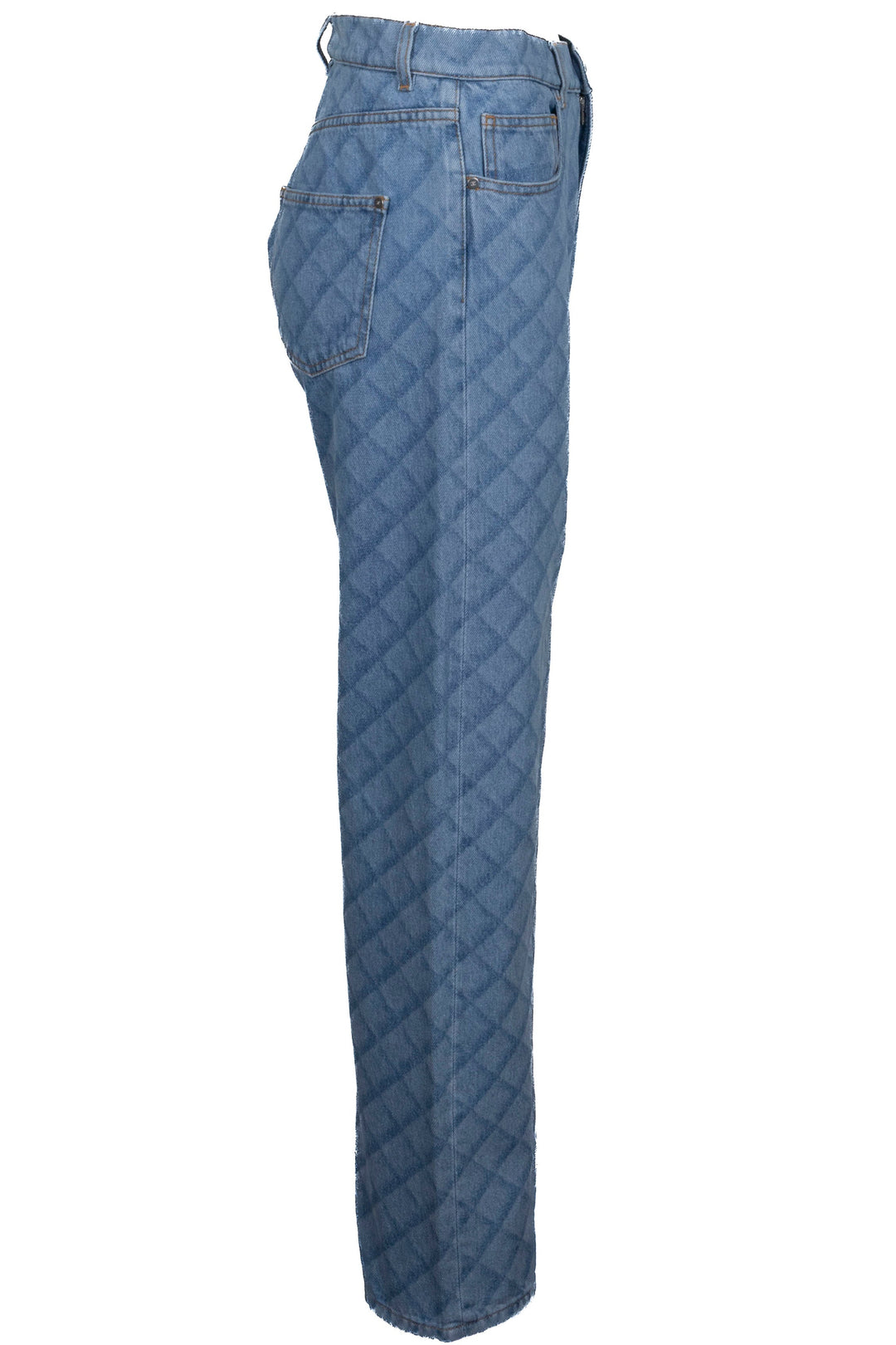 CHANEL 2022 Diamond Print Denim Blue