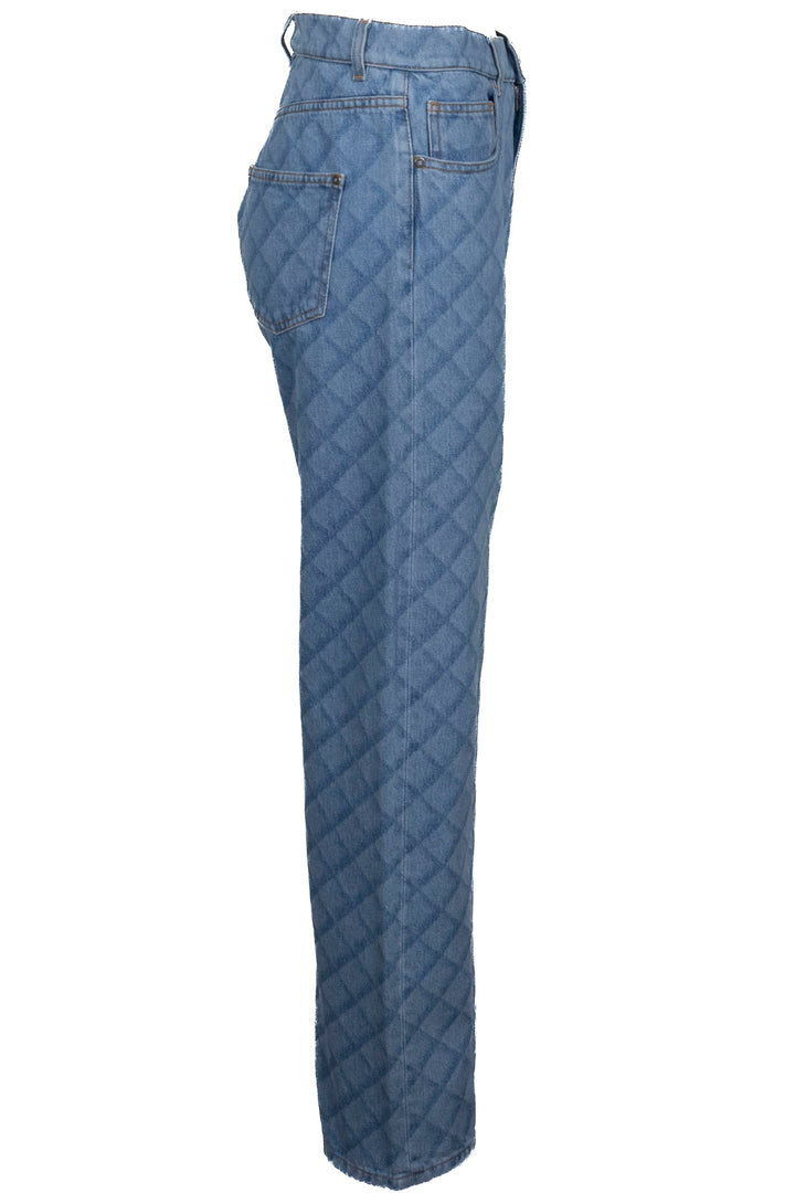 CHANEL 2022 Diamond Print Denim Blue