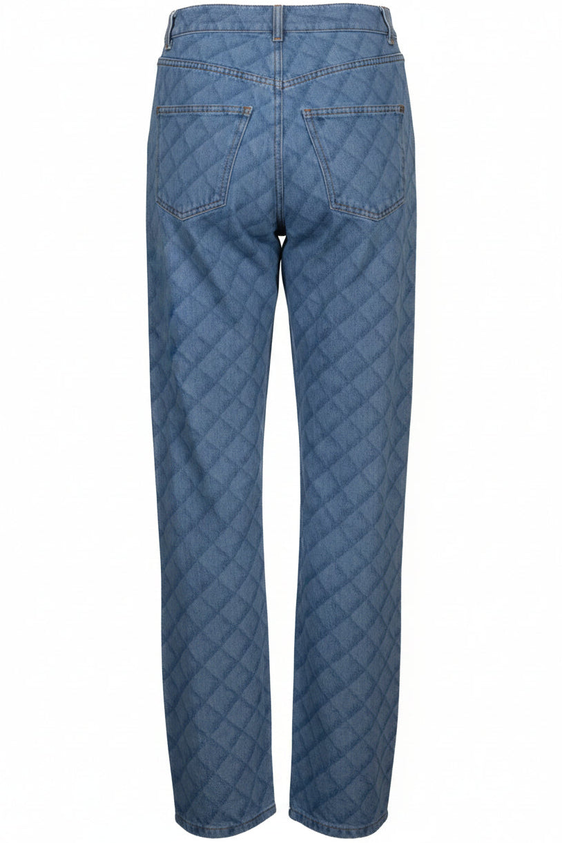 CHANEL 2022 Diamond Print Denim Blue