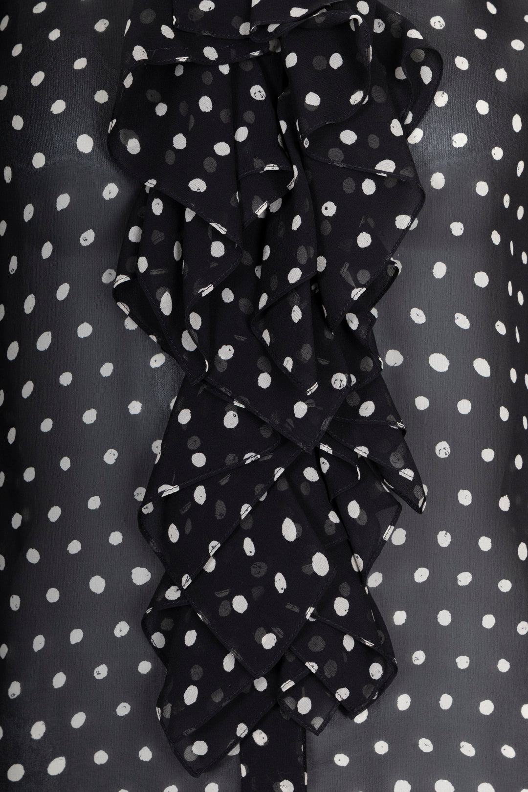SAINT LAURENT 2017 Polka Dot Rouched Front Shirt Black