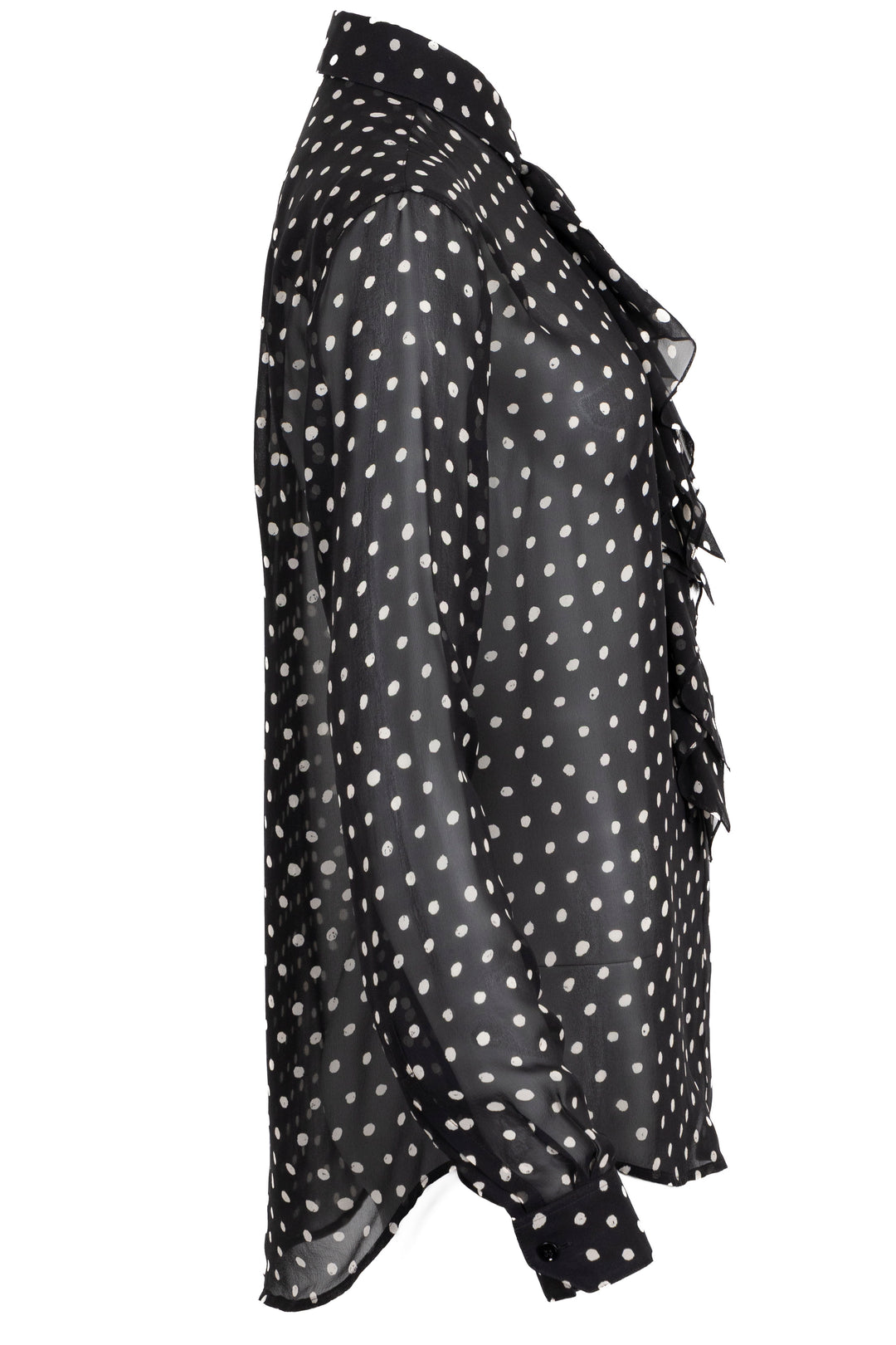 SAINT LAURENT 2017 Polka Dot Rouched Front Shirt Black
