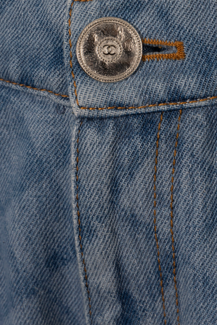 CHANEL 2022 Diamond Print Denim Blue
