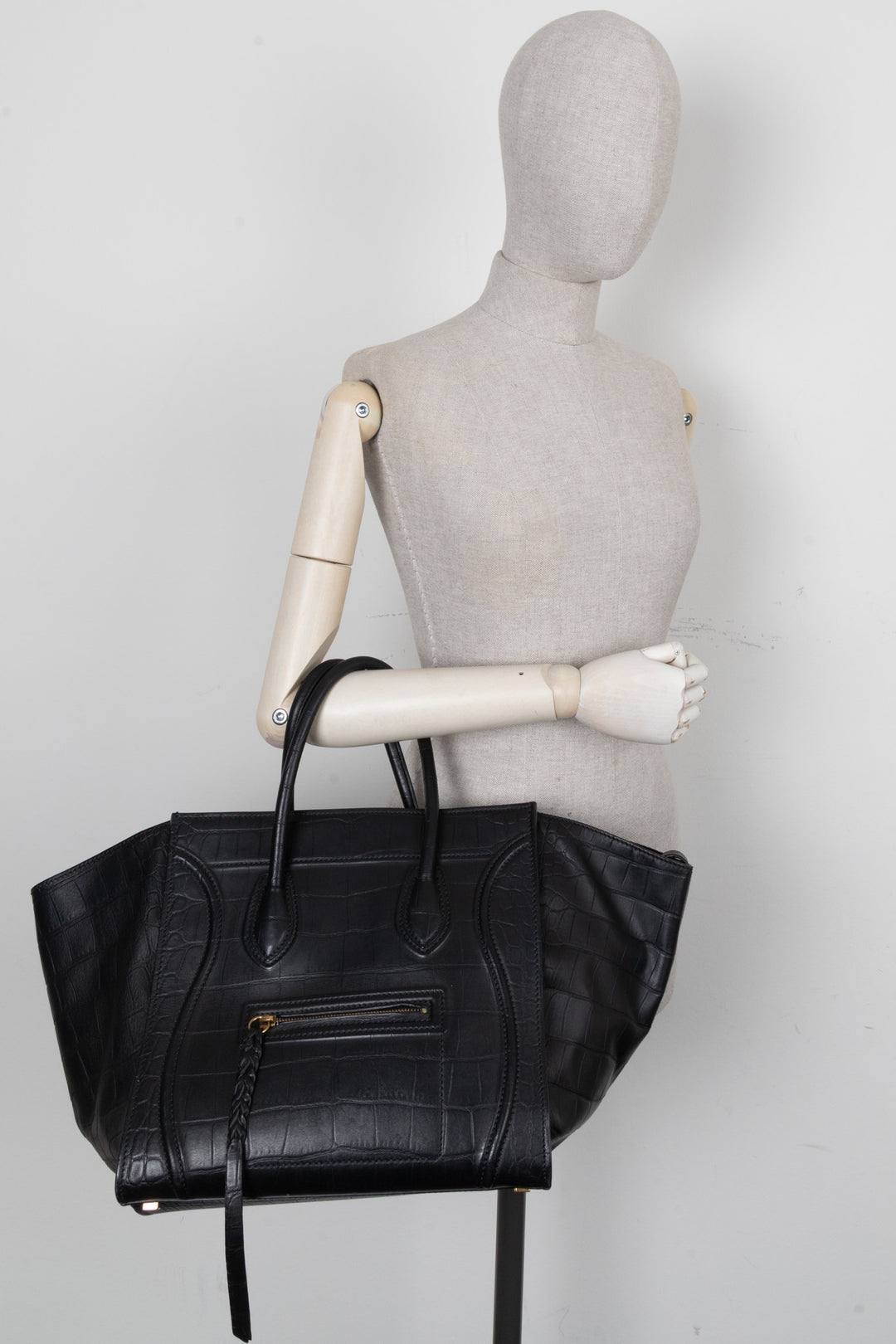 CÉLINE Phantom Luggage Croco Embossed Black