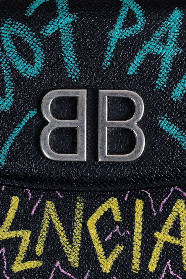 BALENCIAGA Graffiti Print BB WOC Grained Calfskin Black