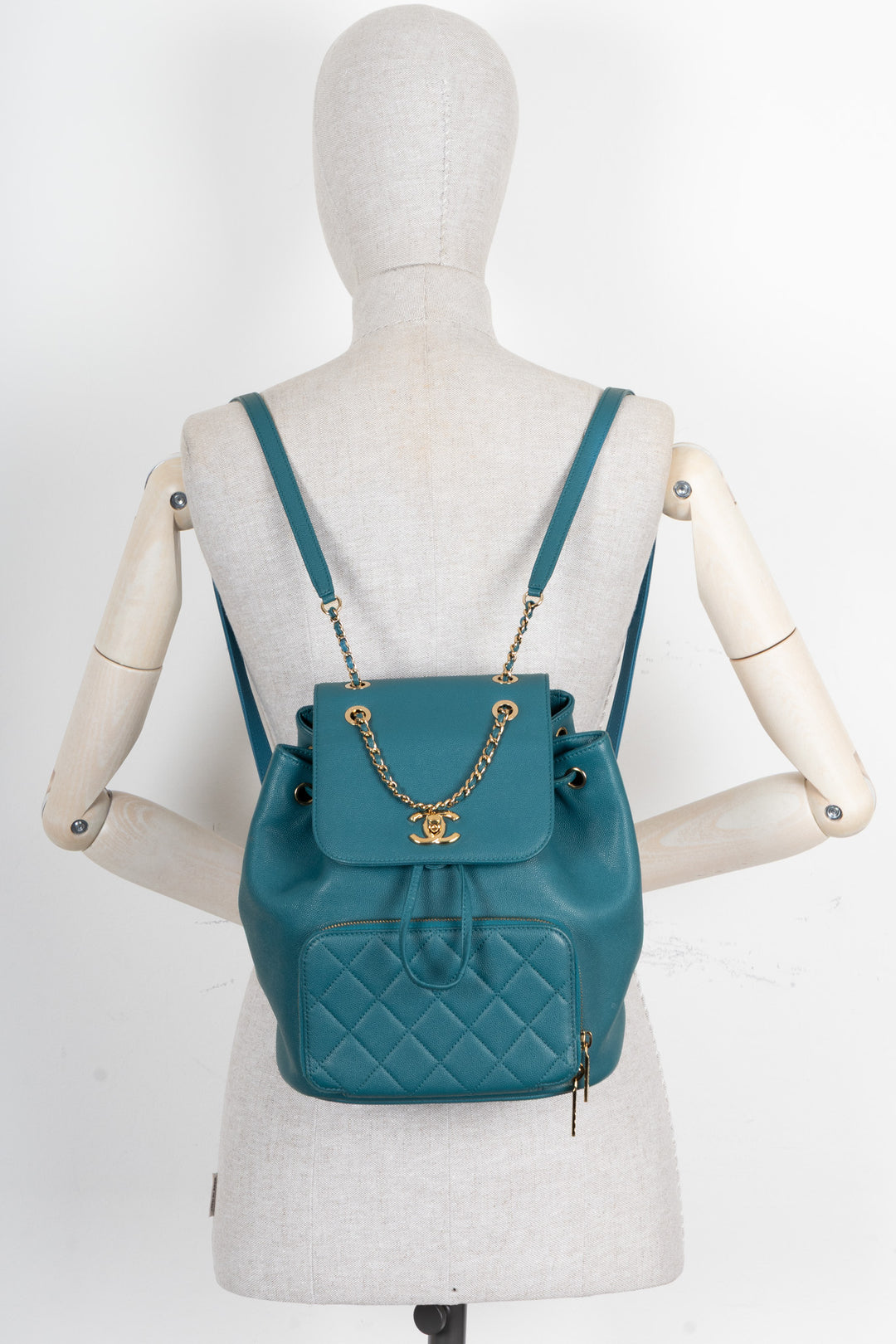CHANEL Affinity Backpack Caviar Turquoise