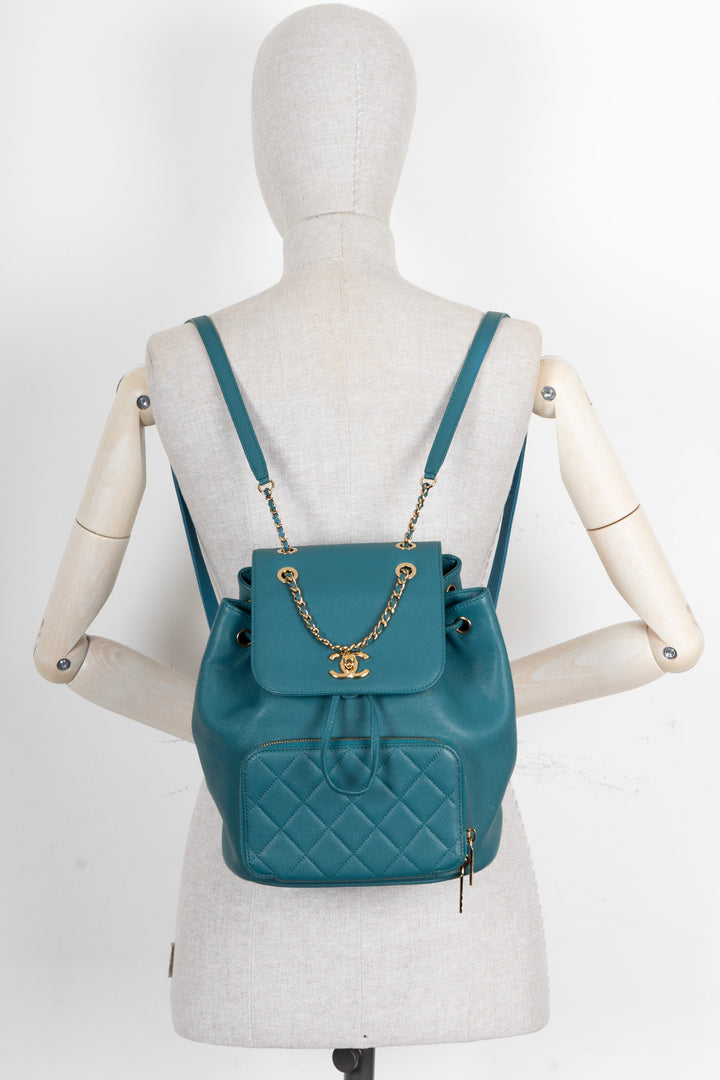 CHANEL Affinity Backpack Caviar Turquoise